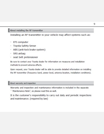 toyota coaster 2018-2019 owners manual in english